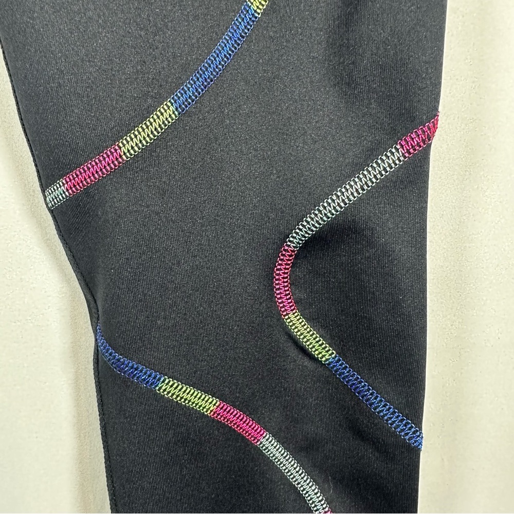 FILA Sport Black Running 3/4 Leggings with Multicolor Accents Women’s Small - Picture 4 of 7